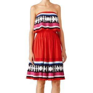 Kate Spade - Geo Border Pleated Strapless Dress